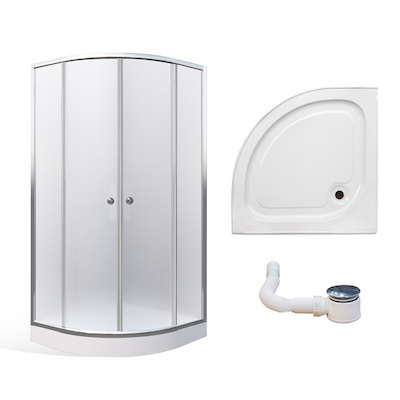 Štvrťkruhový sprchový kút APOLLO CHROME v sete s vaničkou